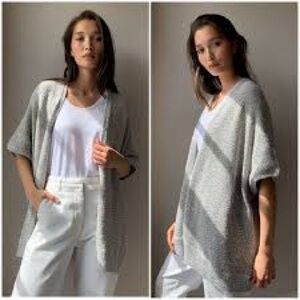 Aritzia community Light Gray Open-Knit Women's Cardigan Sweater